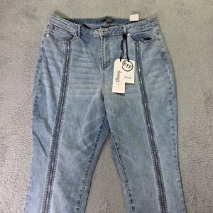 Fashion To Figure Womens 18 Skinny Jeans Light Blue Front Zip High Rise Denim